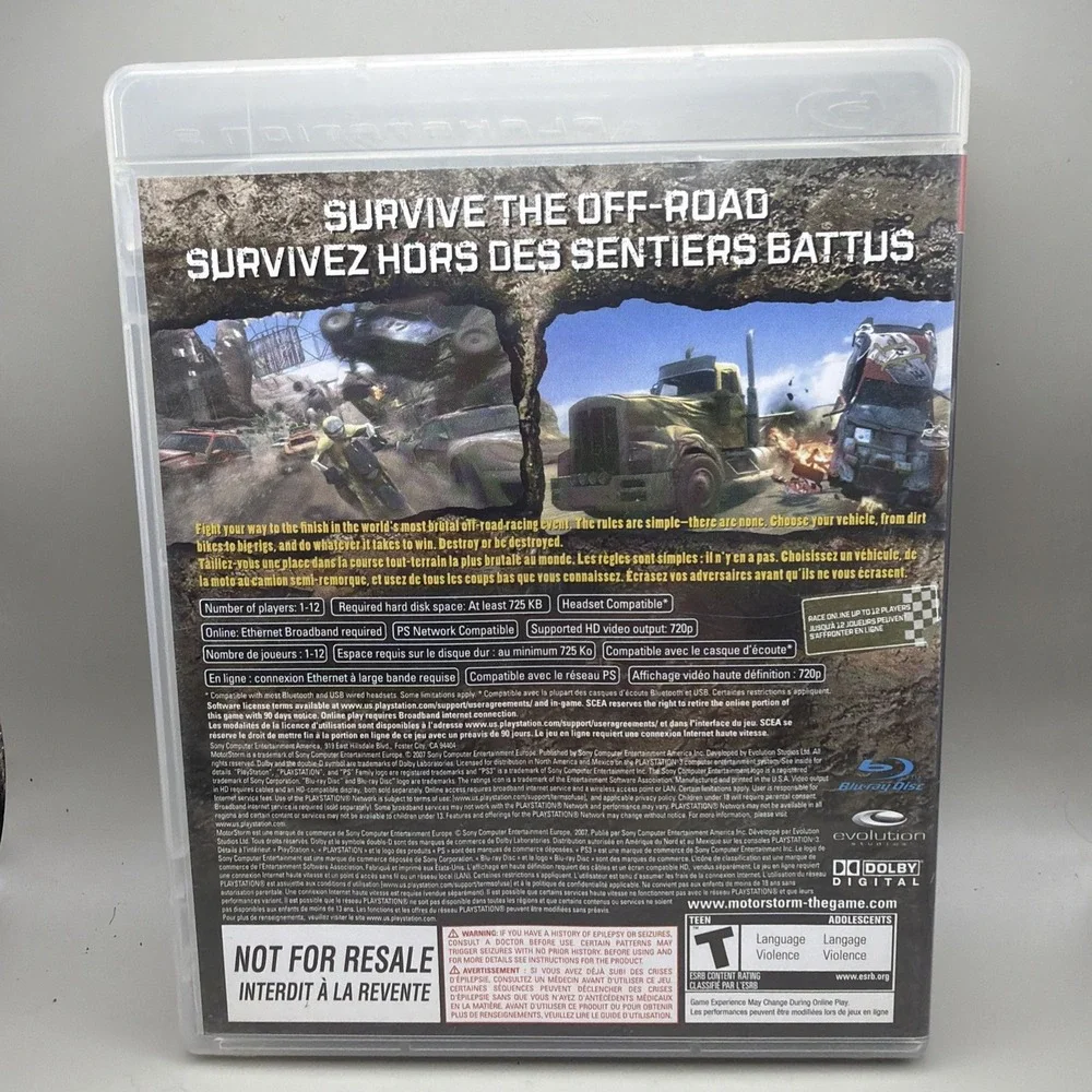 Motorstorm (Sony Playstation 3, PS3, 2007) - Manual Included